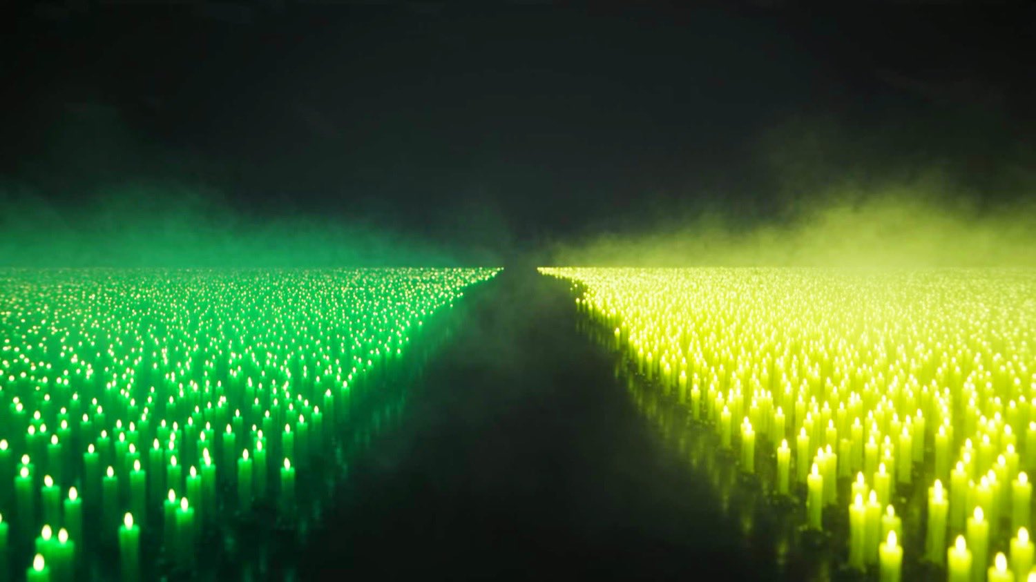 The battlefield the two of them are fighting over, two armies of light meeting along a burning seam